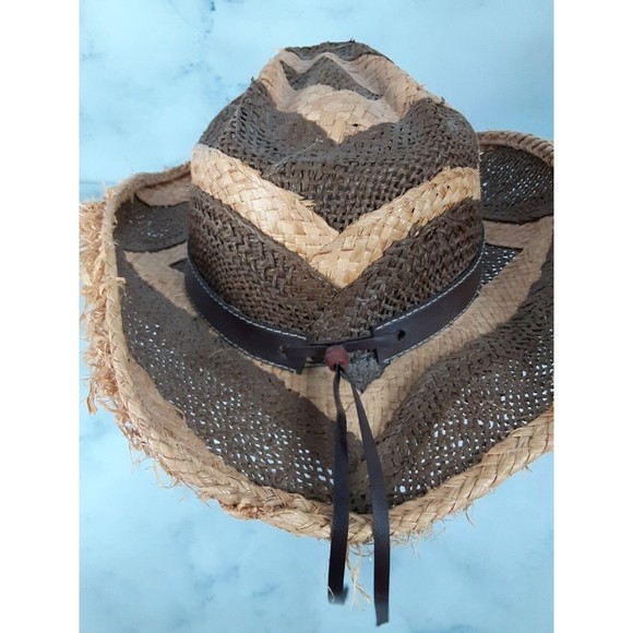 MAVERICK Distressed Straw Western Cowboy Hat One Size 7"X 8" inside measurements - Picture 6 of 11